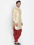 Vastramay Vastramay Men's Gold Silk Blend Curved Kurta Dhoti Set